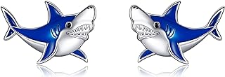 925 Sterling Silver Shark Stud Earrings with Push Back Design - Hypoallergenic Ocean-Themed Jewelry for Women and Girls