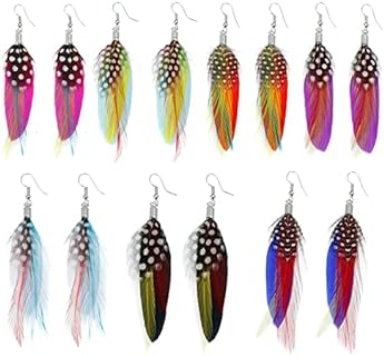 7 Pairs Women Boho Feather Earrings Colorful Faux Feather Statement Earrings Drop Dangle Earrings Set for Women Girls (ea000073)