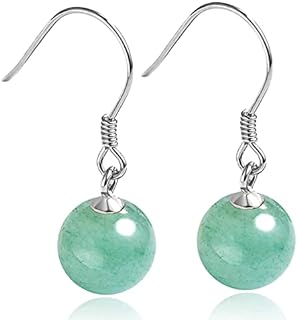 8.5mm Jade Drop Earrings for Women Green Jade Earrings 925 Sterling Silver Handmade Dangle Earrings Good Luck Jade Earrings Gift for Birthday Anniversary