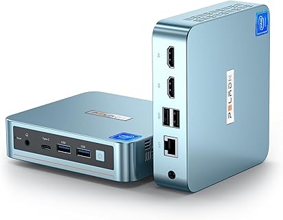 PELADN Mini PC mit 12th Gen N100, 16 GB DDR4 RAM und 512 GB SSD, kompakt für Zuhause oder Büro nutzbar. Ideal für produktive Arbeit und nahtloses Entertainment