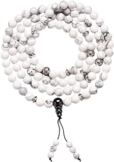 Winnetka White Howlite Prayer 108 Beads Mala Mantra Beaded Necklace Stretch Wrap Bracelet Jewelry Collar Pulsera