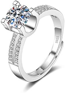 AAA+ Cubic Zirconia Adjustable Wedding Band Engagement Rings for Women Gifts for Valentines Day