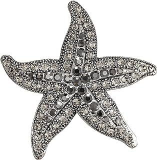 Rhinestone Crystal Costume Statement Animal Brooches Pin, Vintage Inspired Leopard/Hippocampus Japonicus/Starfish/House Lizard Brooch Clip for Women