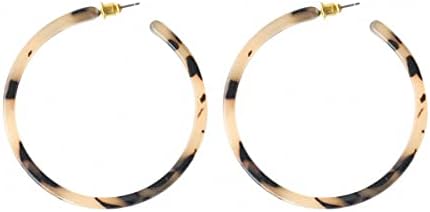 Leopard Print Rhinestone Hoop Earrings, Alloy Clasp, Resin Material for Women, Minimalist Round Design