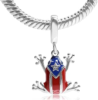 Authentic BOLENVI Puerto Rico Flag Coqui Frog 925 Sterling Silver Pendant Charm For Pandora & Similar Charm Bracelets or Necklaces