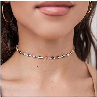 Kercisbeauty Silver Evil Eyes Choker for Women Girls Collarbone Necklace for Party Gift Her Jewelry
