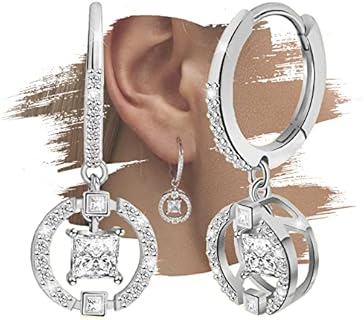 Sterling Silver Hoop Dangle Earrings for Women Girl Gold Plated Hypoallergenic Charms Earring Dainty Jewelry with Cubic Zirconia Fashion Birthday Gift for Women Girls
