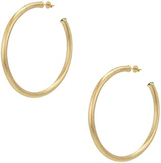 Everybody's Favorite Large 2.5 Inch Tubular Lightweight Hoop Earrings in Brush Champagne. 18k Gold and 18k Rose Gold Metal Plated