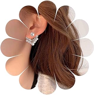 Bohemian Style Gold Alloy Push-Back Earring Jackets with Pearl Studs & Rhinestones for Women - Andelaisi Elegant Handmade Jewelry