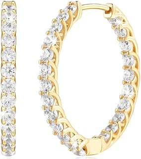 14K Gold Hoop Earrings Gold Earrings Diamond Earrings with Sparkling Cubic Zirconia Hoops Earrings for Women’s Hoop Earrings Gold Jewelry 25mm