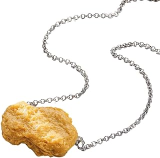 Fuqimanman2020 Imitation Fried Chicken Leg & Nugget Pendant Necklace With Cable Chain, Unique Food-Themed Zinc Jewelry for Men & Women
