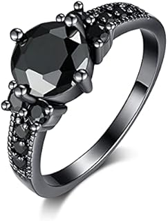 4-Prong 14K Black Gold Plated Cubic Zirconia Engagement Ring for Women, Size 6