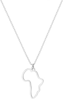 Minimalist Stainless Steel Hollow Africa Map Pendant Necklace for Women Girls,Trendy Africa Motherland Continent Outline Necklace Map Jewelry