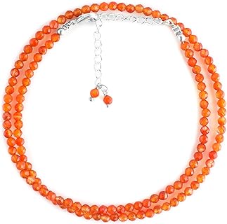 Carnelian Bead Necklace with Silver Plated Curb Chain & Pendant - 18" Healing Energy Gemstone Jewelry, Perfect Gift for Her