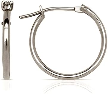 Click-In Closure 14k White Gold Classic Tube Hoop Earrings for Women, Versatile Sizes and Stylish Design