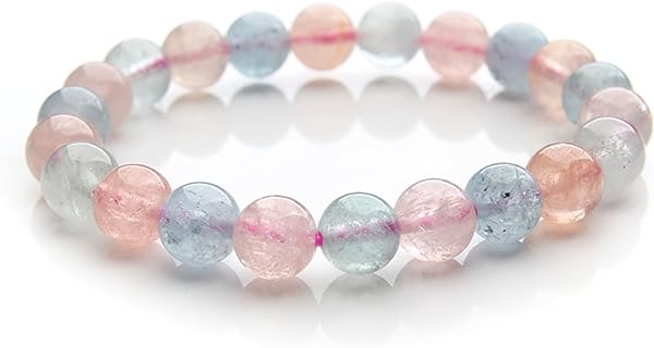 8mm Round Morganite Bead Bracelet - Versatile Stretch Crystal Chain for Men and Women