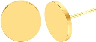 BEADNOVA Stud Earrings Flat Post Earrings Circle Piercing Disc Stainless Dot Earrings for Women (2-10mm, Gold, 1-3 Pairs)