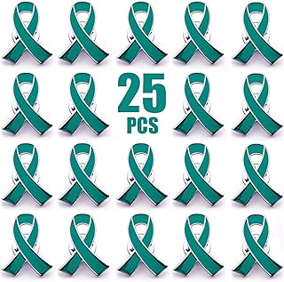 25pcs Teal Ribbon Awareness Lapel Pins Cervical Ovarian Cancer Awareness Products