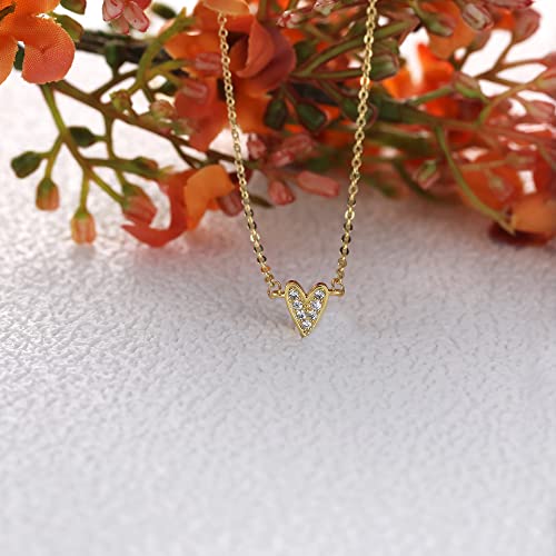 Cute Heart Necklace Tiny 14k Gold Heart Pendant Choker Necklaces Small Gold Love Open Heart Chain Necklace for Women Dainty Gold Necklace Gifts for Her