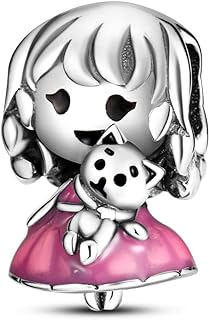 Care Bear Charm Bracelet with Sterling Silver Chain for Women and Girls - Cute Fashion Pendant Bead Design