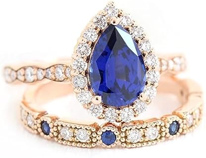 Tiara Ring 925 Sterling Silver Blue Tanzanite Gemstone Ring Rose Gold Women Stackable Ring