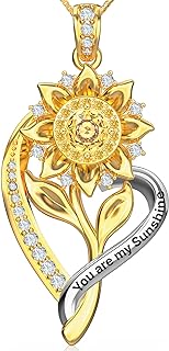 925 Sterling Silver Sunflower Pendant Necklace with Cubic Zirconia & Box Chain for Women - Ideal Mother's Day and Birthday Gift