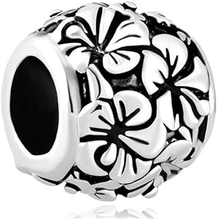 LovelyJewelry Vintage Open Hawaii Sinensis Flower Charm Beads Charm Bracelets