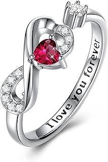CRYSLOVE Bague de Fiançailles Originale en Argent Sterling 925 avec Zircone, Ajustable et Pierre de Naissance. Parfait pour les Femmes et Filles Aimant Élégance et Style