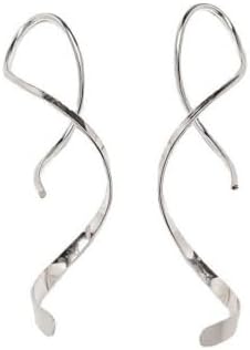 Sophisticated Women's Spiral Threader Drop Earrings - Stainless Steel with French Wire Back - Hypoallergenic Minimalist Design