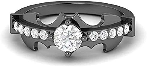 1.80Ct Round Cut Cubic Zirconia Beautiful Batman Designed Engagement Wedding Ring 925 Sterling Sliver For Womens