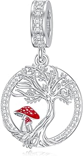 YOSOPRETTY Mushroom Charms for Bracelets 925 Sterling Silver Tree of Life/Frog Mushroom Pendant Jewelry Gifts for Women Mushroom Lovers