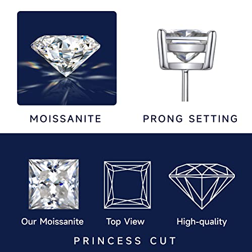 Moissanite Earrings, MomentWish Moissanite Handmade Earrings, D Color VVS1 Simulated Diamond 925 Sterling Silver Solitaire Earrings