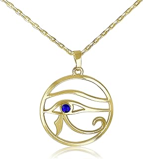 Handmade Cleopatra 18k Gold-Plated Eye of Horus Pendant Necklace with Cable Chain for Women, Featuring 80% Pure Sinai Copper