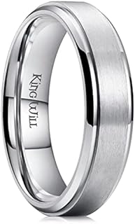 King Will Basic 3mm 5mm 6mm 7mm 8mm 9mm Silver/Black Titanium Ring Matte Finished Wedding Band Comfort Fit Beveled Edge