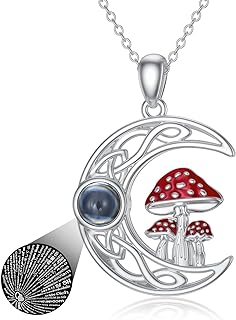 Spring Ring Clasp Sterling Silver Mushroom Pendant Necklace with Adjustable Rolo Chain for Women and Girls - Nature-Inspired Design