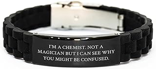 Glidelock Clasp Bracelet for Mothers with Science Geek Charm - Stainless Steel | Ideal Chemistry-Themed Gift for Mom from Daughter