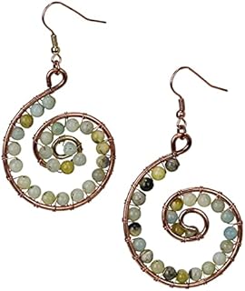 New! Amazonite Spiral Earrings Copper Rose Gold for Women | SPUNKYsoul Collection