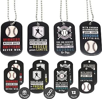 Inkstone Baseball Dogtag Necklaces | Motivational Be The Game Changer | 12 Pack | Encouraging Gift for Students, Teams, Players, and Employee