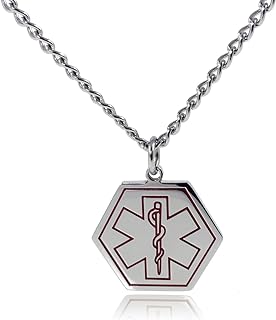 Eliquis Medical Alert ID Stainless Steel Pendant Necklace with 26" Chain