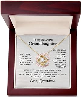 LED Pendant necklace with Lobster Clasp, Cubic Zirconia Gem, Cable Chain for Granddaughters - Stainless Steel Heart Design Jewelry Gift from Grandma