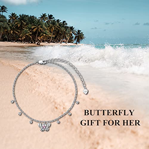 Butterfly/Sloth/Star/Tree of Life Anklet 925 Sterling Silver Ankle Bracelet for Women 8-10''