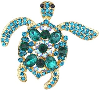 Women's Rhinestone Crystal Sea Turtle Brooch with Pin Clasp, Alloy Metal, Animal-Themed Jewelry Gift