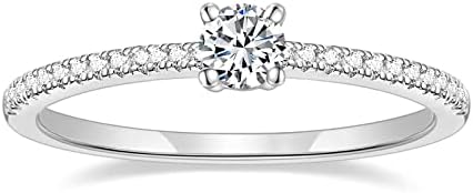 TIGRADE 1.5mm Eternity Ring Round Cubic Zirconia Anniversary Ring CZ Pave Wedding Band for Women Size 3-12