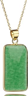 Green Jade Pendant Necklaces for Women & Men, Gold Plated 925 Sterling Silver Jade Good Luck Gift Jewelry