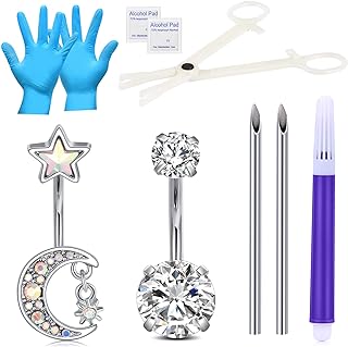 Comprehensive Stainless Steel JIESIBAO Piercing Kit for Nose, Septum, Tragus, Earlobe, Belly, Nipple, Tongue, Lip and Cartilage, including Accessories & Jewelry for Pain-Free Body Art