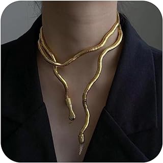 Adjustable Gothic Punk Snake Body Chain Necklace with Versatile Bracelet Functionality in Durable Zinc, Dark Matte Finish, Ideal for Women - Snake Head Design