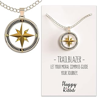 Compass Necklace Nautical Pendant Gold & Silver Trailblazer Gift for Woman