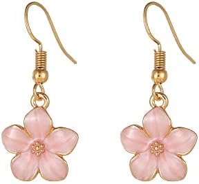Sweet Cherry Blossom Flower Dangle Earrings Multicolor Enamel Drop Earrings for Women Jewelry