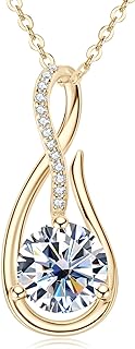 Moissanite Infinity Necklace, 925 Sterling Silver Lab Created Diamond Pendant Necklace for Women, Anniversary Jewelry Gifts for Wife Girlfriend, Adjustable 18-20 inch