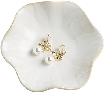 BEUNAIZER Leaf-Shaped Milky White Porcelain Jewelry Dish Tray for Rings and Keys - Perfect Gift for Loved Ones